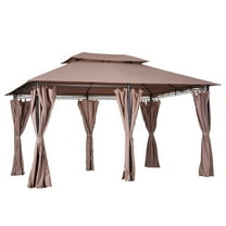Outsunny 9.2 ft x 9.75 ft Outdoor Soft Top Gazebo W/ Curtains, Patio Gazebo, 77 lbs., Khaki