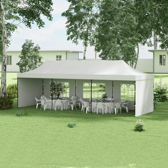 Outsunny 9.5' x 28' Pop Up Canopy Tent, with Carry Bag, Height Adjustable