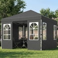 thumbnail image 1 of Outsunny 9.6 x 9.6 ft Pop Up Canopy Tent with Sidewalls, One Push Setup, UPF50+ Outdoor Portable Instant Canopy Shelter with Sandbags, Dark Gray, 1 of 9