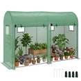 thumbnail image 1 of Outsunny 9.8' x 3.3' x 6.6' Walk-in Lean-to Greenhouse, Galvanized Steel Frame with UV Protecting PE Cover, 2 Zipper Doors & 4 Windows for Garden Backyard Vegetable & Flower Growing, 1 of 8