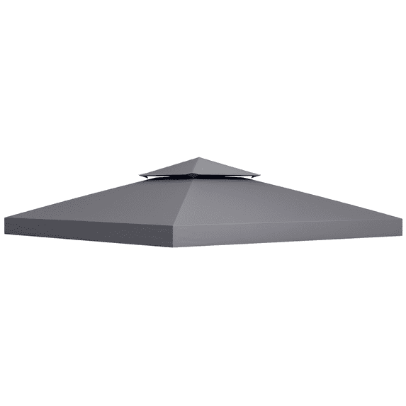 Outsunny 9.8' x 9.8' Gazebo Replacement Canopy Top, 2-Tier Ventilated Polyester Roof Cover with PA Coating, Dark Gray Shade for Garden Patio and Outdoor Living Spaces