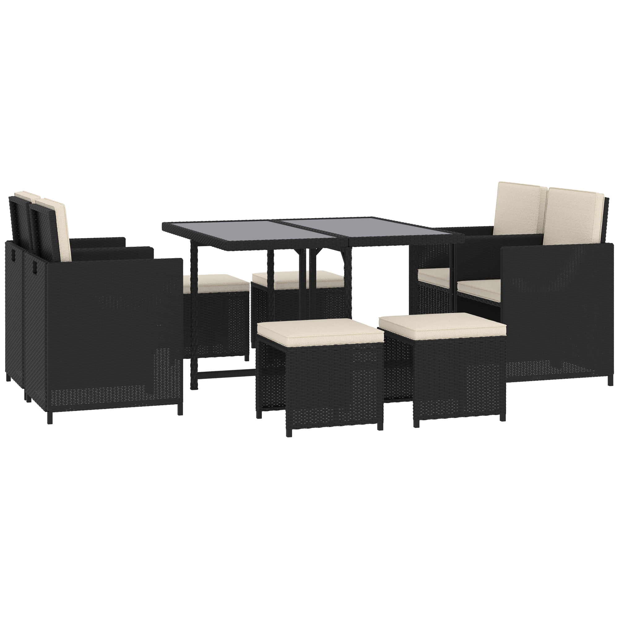 Outsunny 9pc Outdoor Patio Furniture Wicker Dining Set w