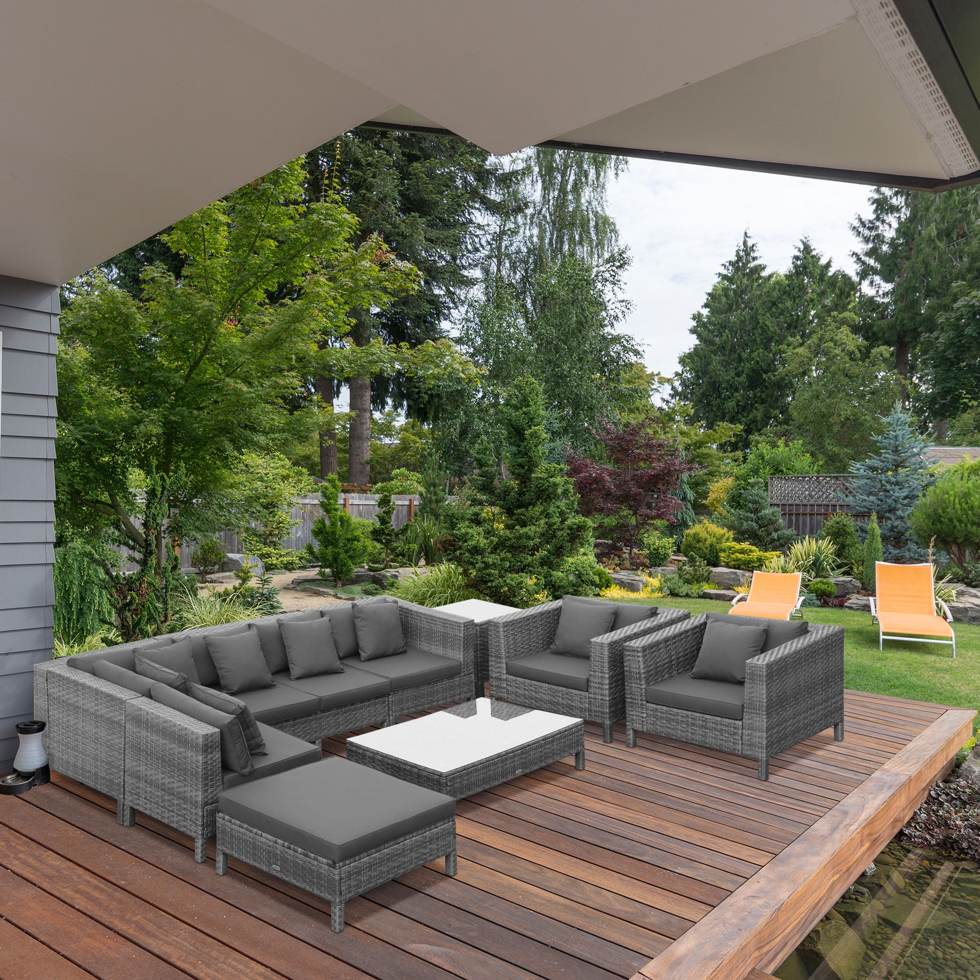 Outsunny Piece Patio Furniture Set, PE Rattan Sofa Table - Main Image