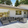 thumbnail image 1 of Outsunny 9 Piece Patio Furniture Set, PE Rattan Sofa & Table, Gray, 1 of 9