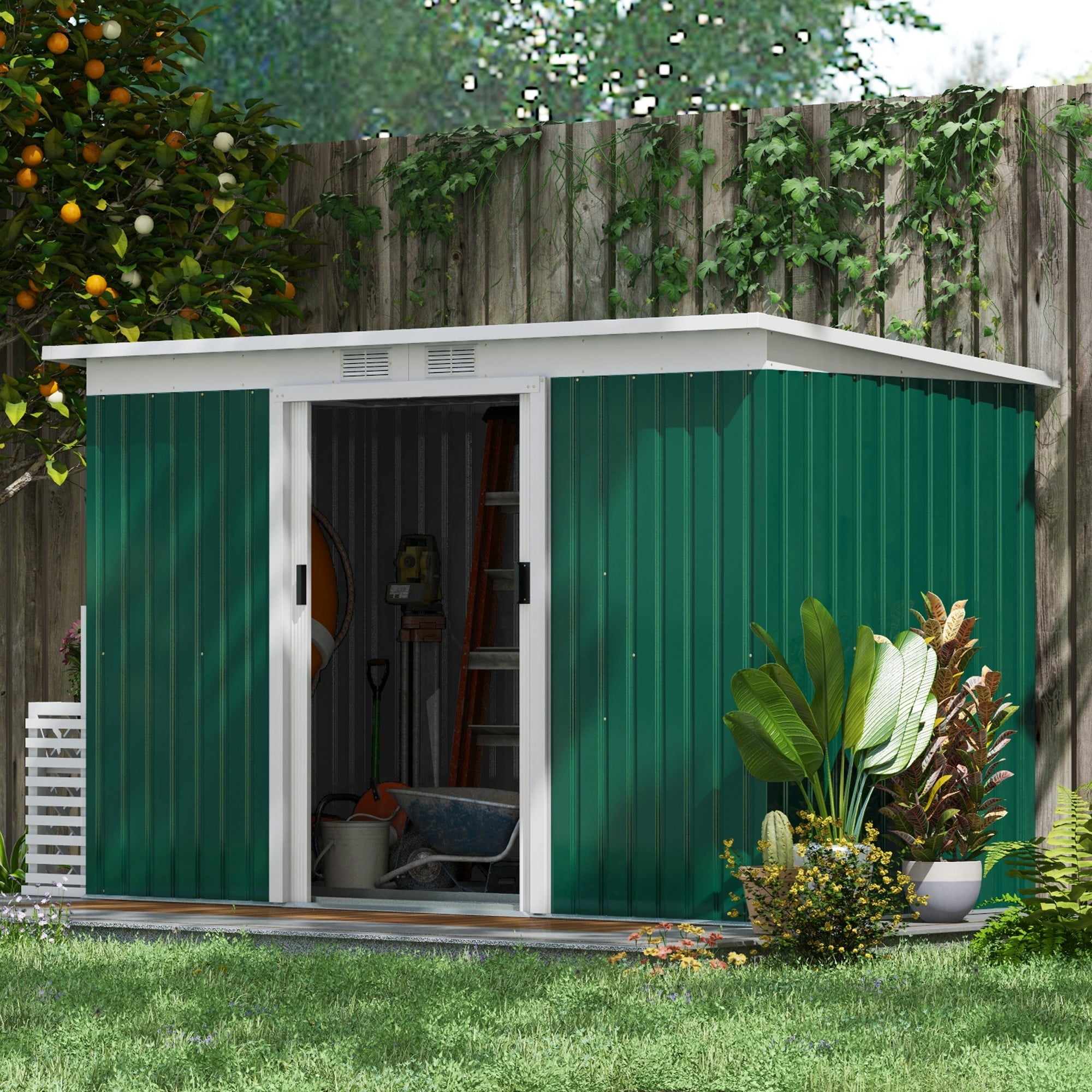 outsunny-9-x-4-metal-outdoor-storage-shed-garden-utility-tool-house