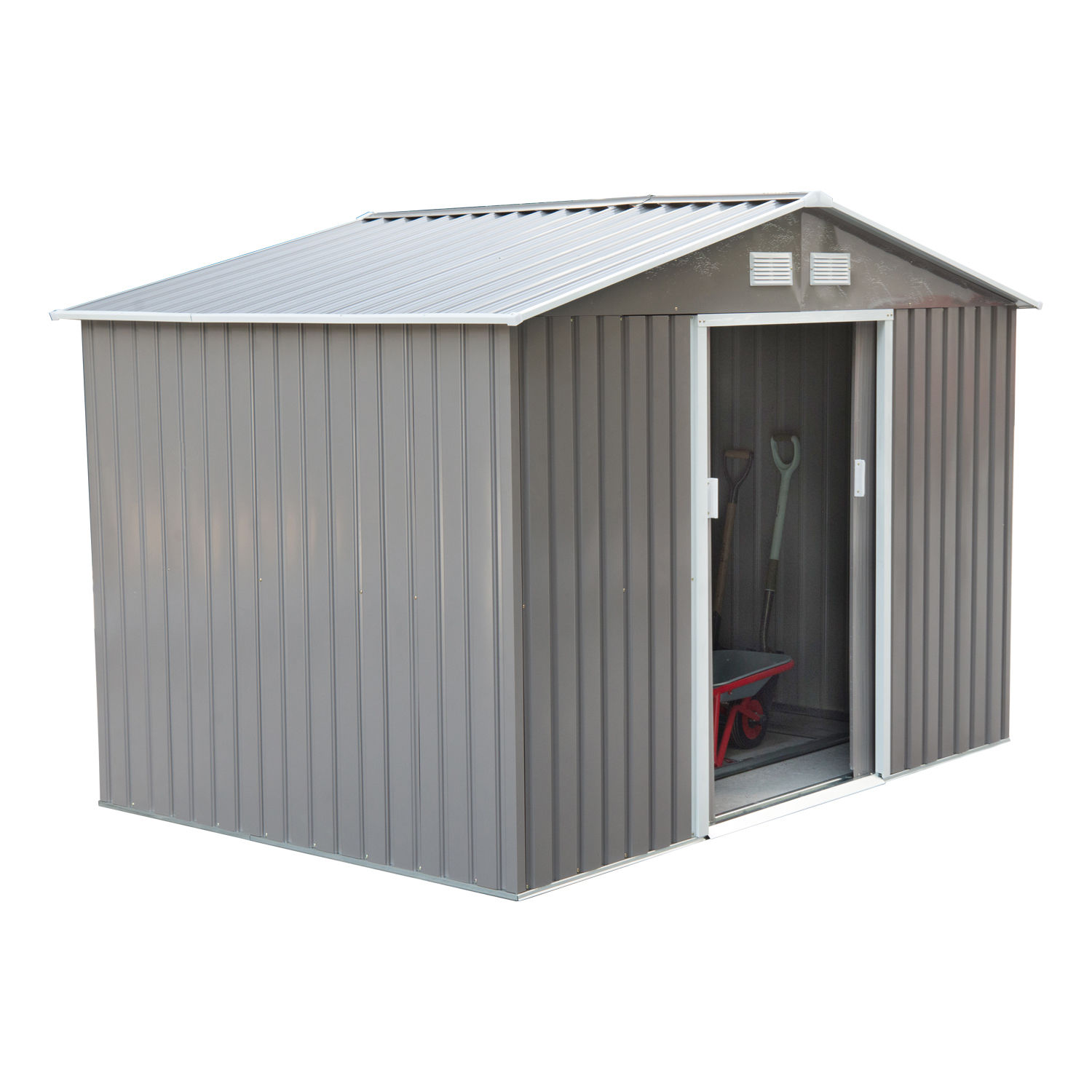 Outsunny 9' x 6' Metal Outdoor Utility Storage Tool Shed, 6.3 ft x 9.1 ft, Grey - image 1 of 11