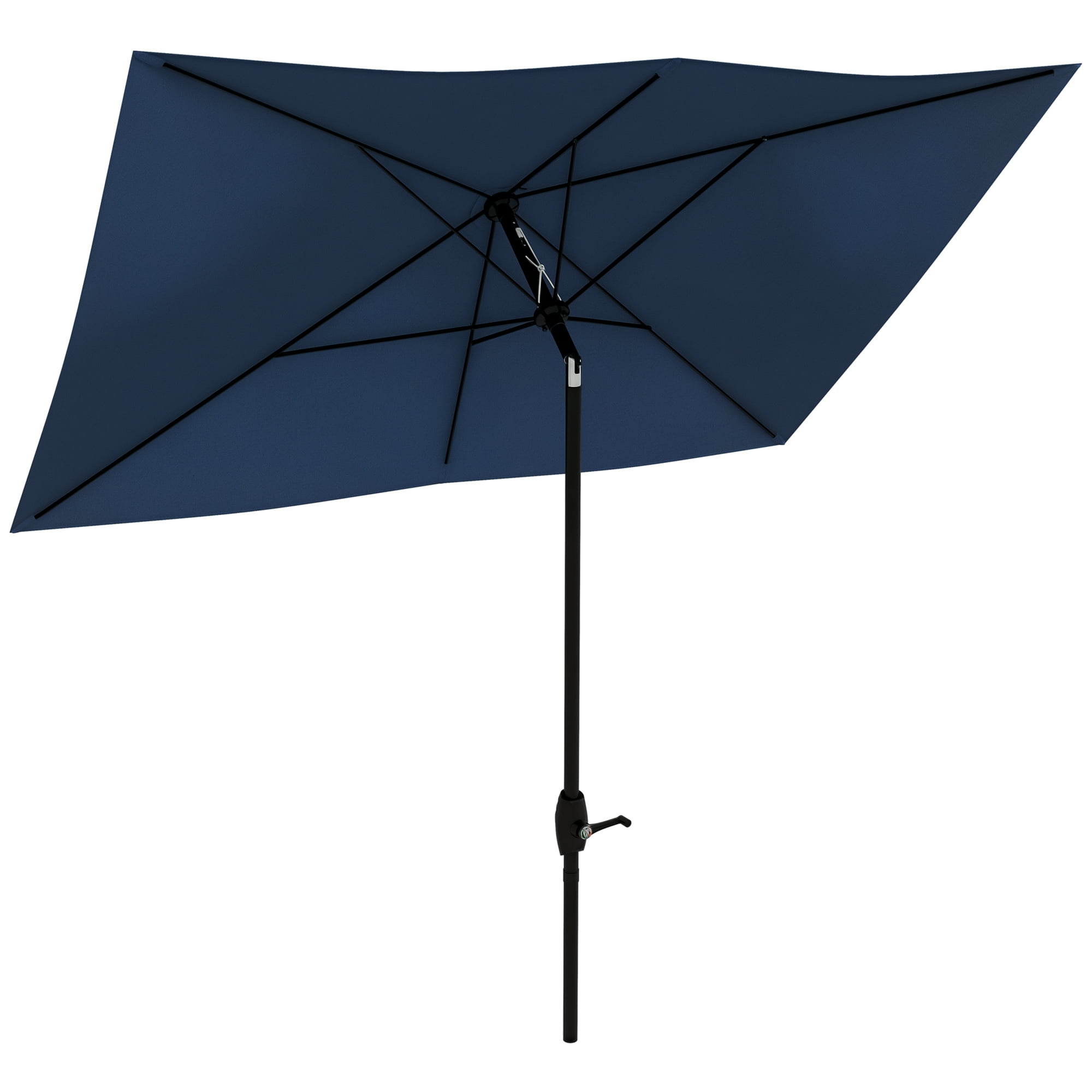 Outsunny 96.25 Inches Blue Solid Print Rectangle Market Patio Umbrella, Water-Resistant