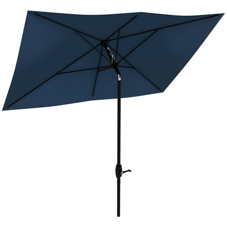 Outsunny 96.25 Inches Blue Solid Print Rectangle Market Patio Umbrella, Water-Resistant