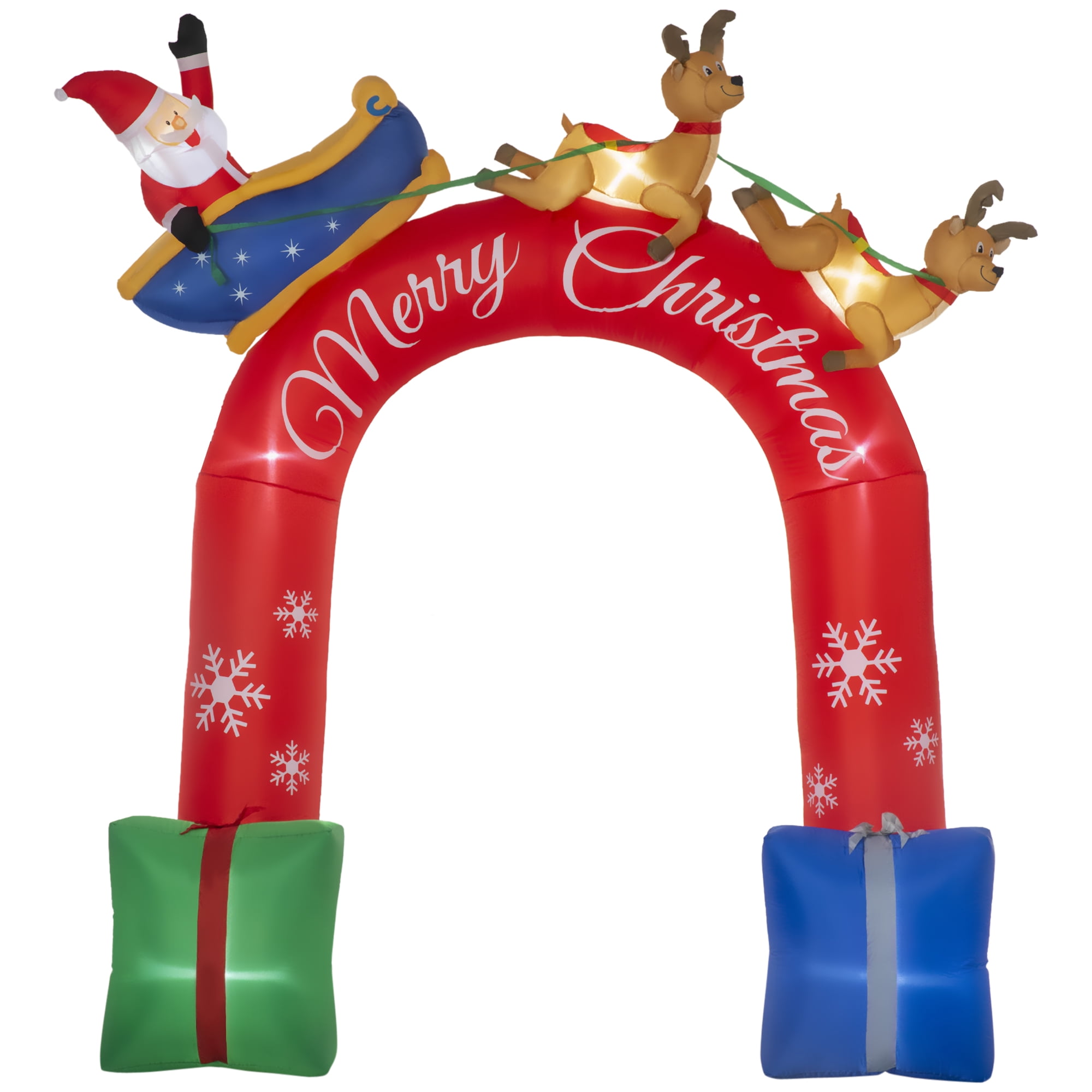 Outsunny 9ft Christmas Inflatables Outdoor Decorations Arch with Santa
