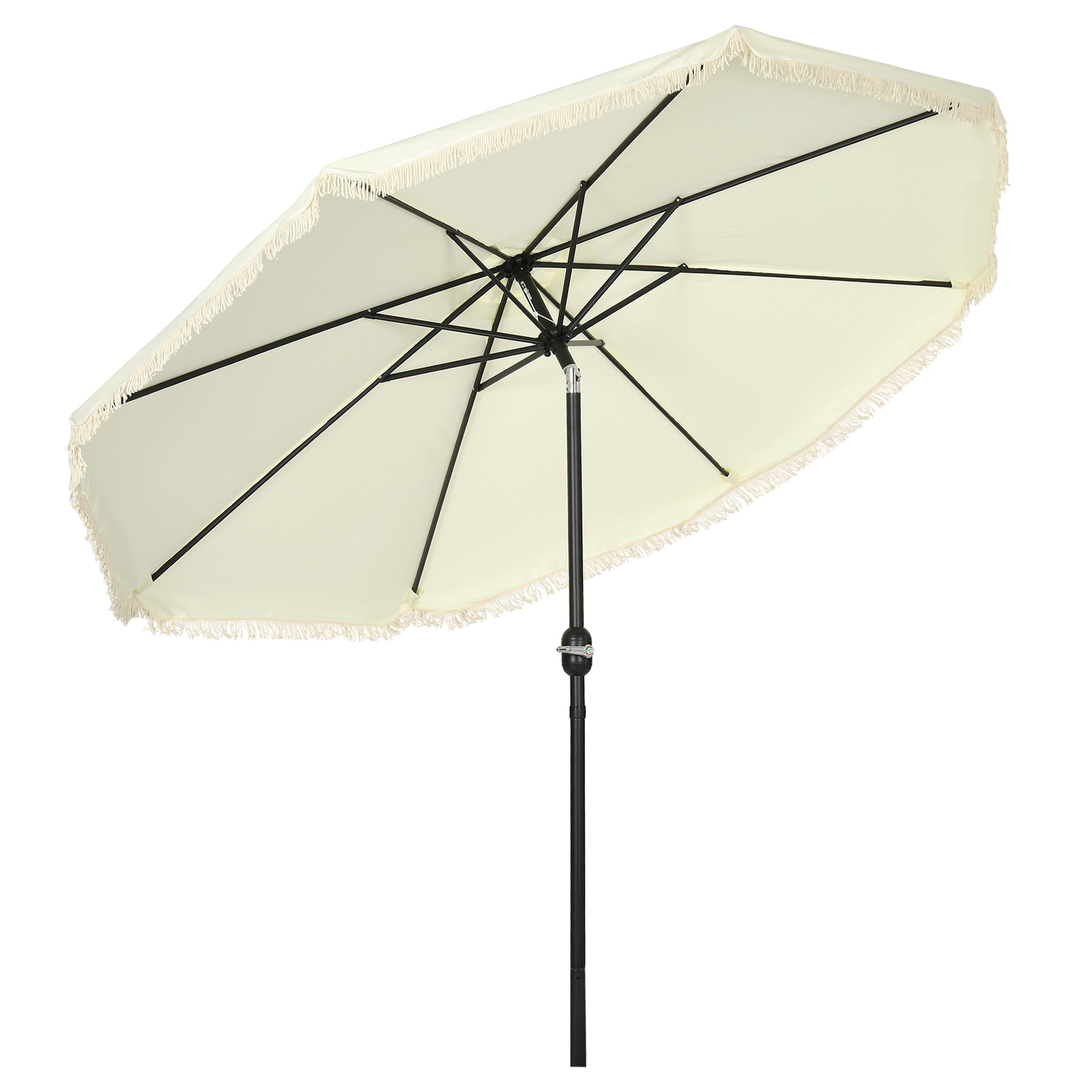 Outsunny 9ft Patio Umbrella with Push Button Tilt and Crank, Ruffled