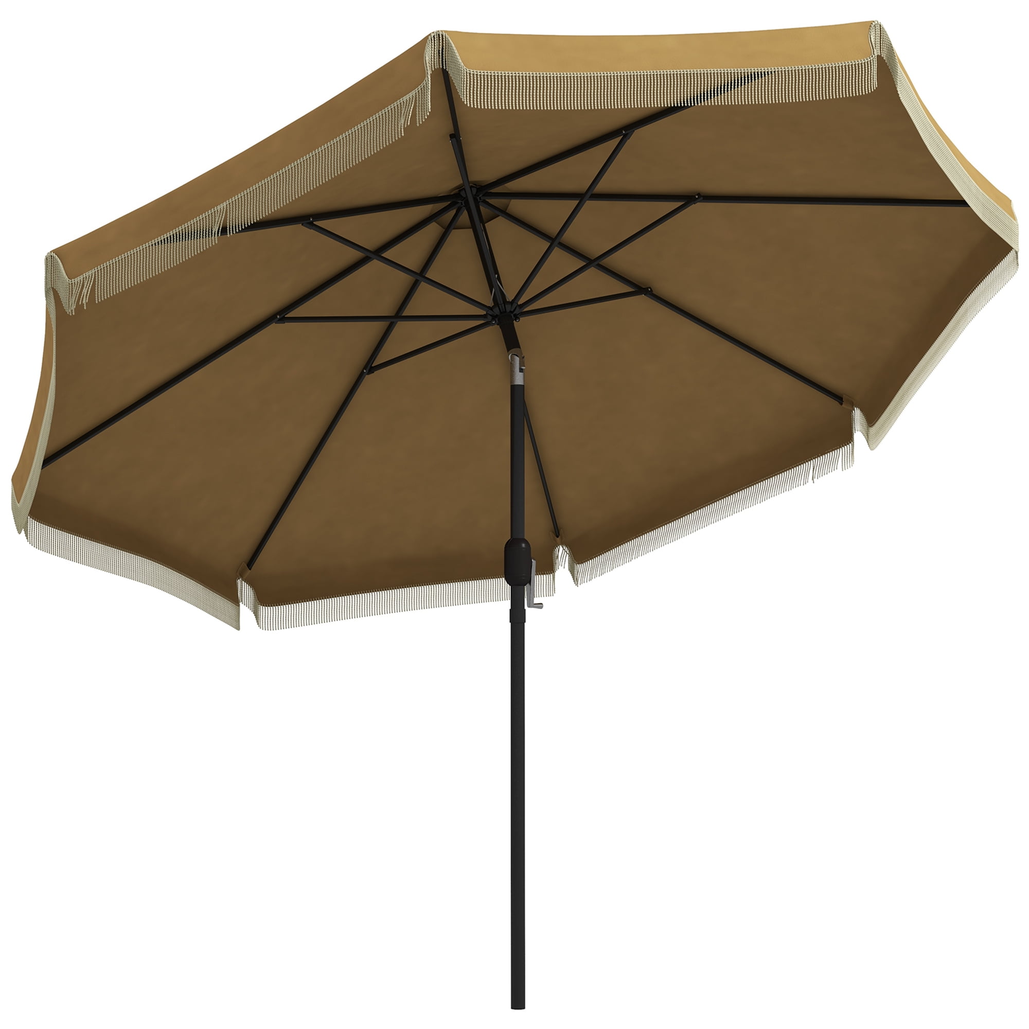 Outsunny 9ft Patio Umbrella with Push Button Tilt and Crank, Ruffled