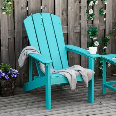 Outsunny Adirondack Chair, All-Weather HDPE Lounger, Turquoise