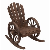 Outsunny Adirondack Rocking Chair  Outdoor Rocker All-Weather Patio Seat with Slatted Design & Oversize Back for Porch  Poolside & Garden  Brown