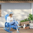 thumbnail image 1 of Outsunny Adirondack Rocking Chair with Slatted Design, Blue, 1 of 9