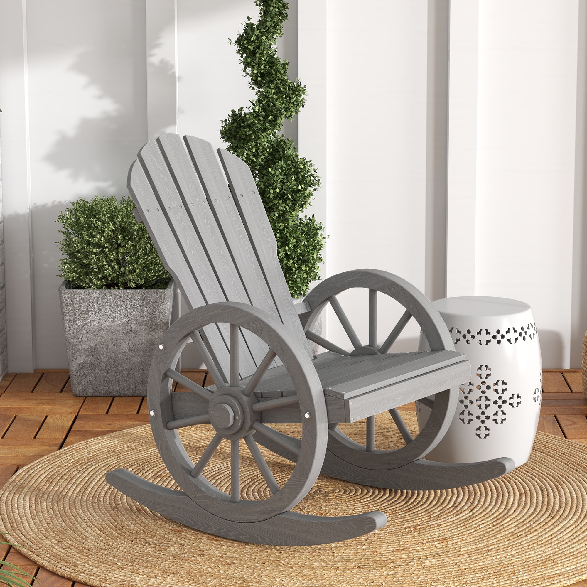 Slotted Rocking Chair Free Shipping! Outsunny Adirondack Rocking Chair with Slatted Design ...