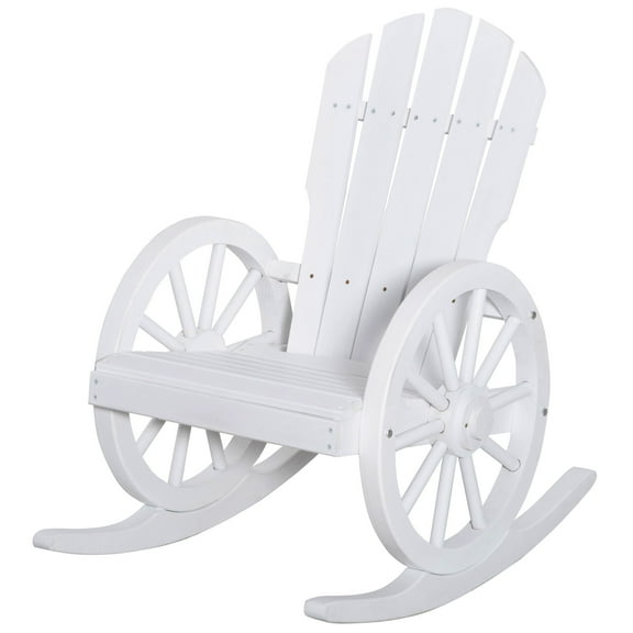 Outsunny Adirondack Rocking Chair with Slatted Design, White