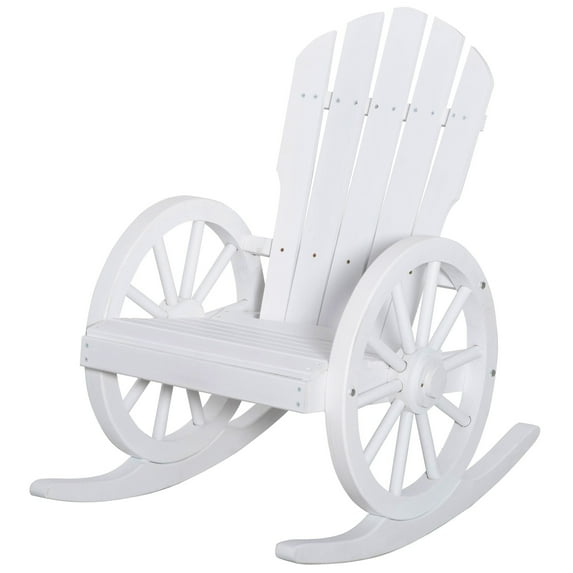 Outsunny Adirondack Rocking Chair with Slatted Design, White