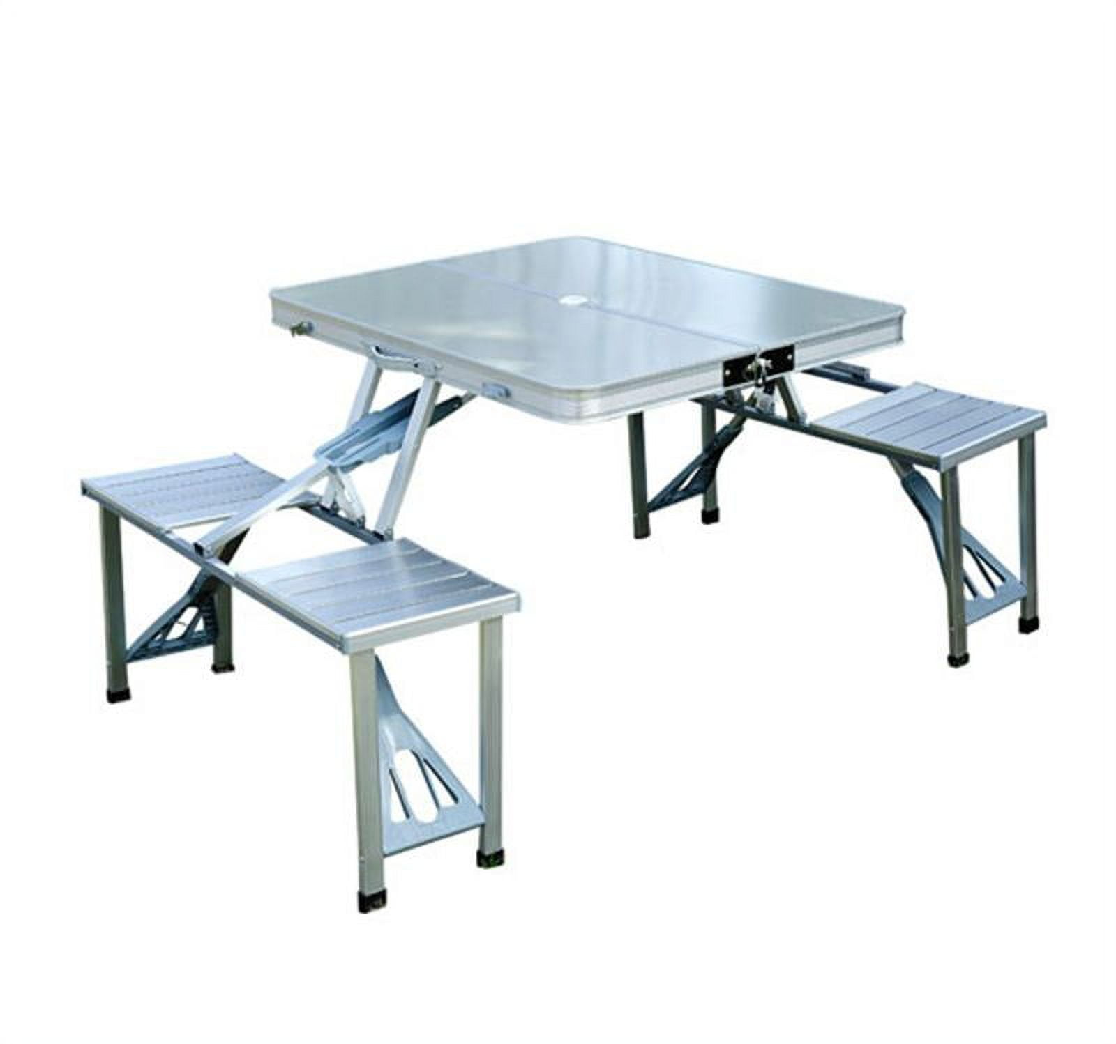 Outsunny Aluminum Portable Folding Outdoor Suitcase Picnic Table with 4