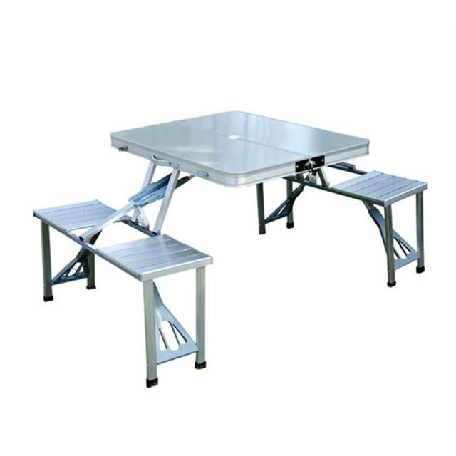 Outsunny Aluminum Portable Folding Outdoor Suitcase Picnic Table with 4