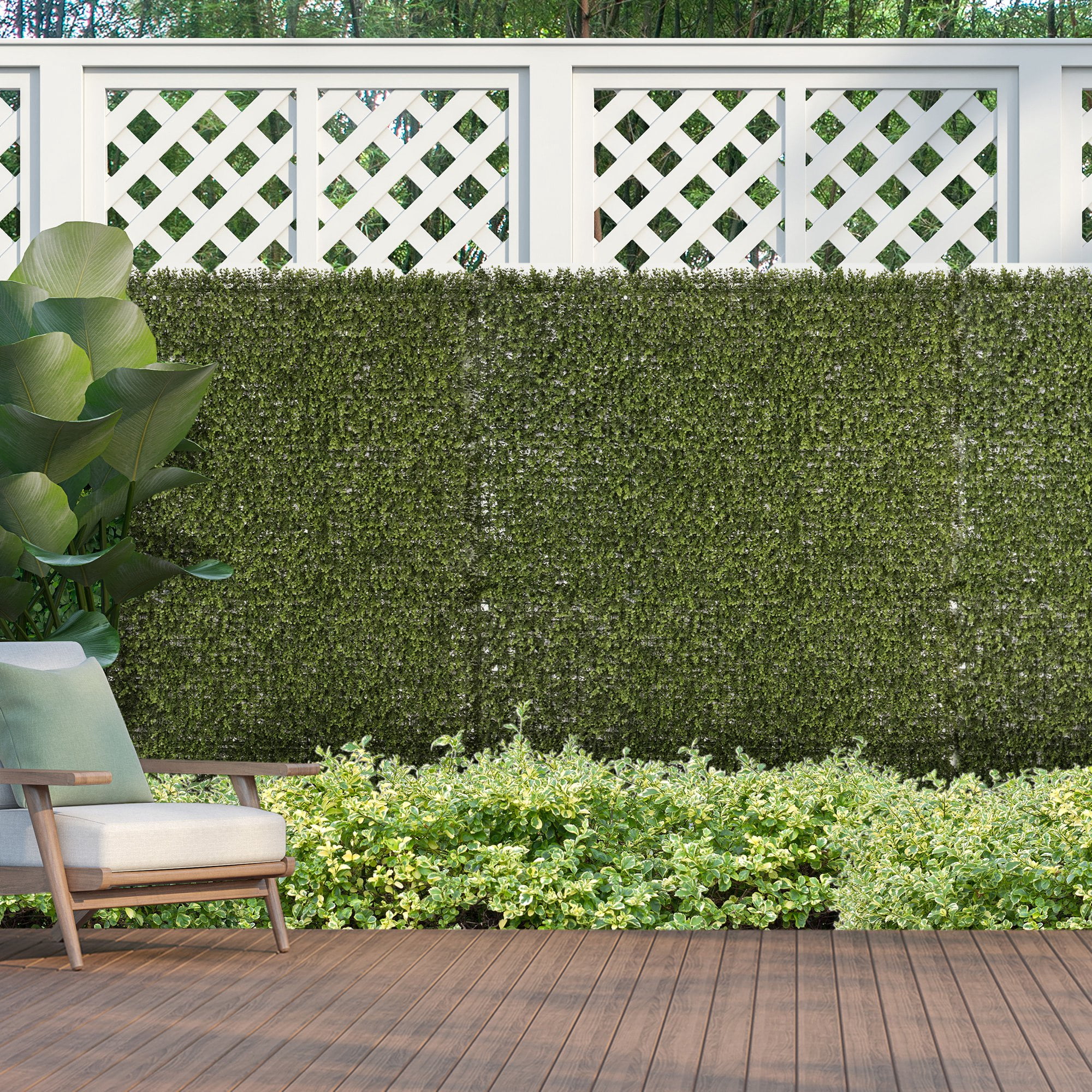 Green Boxwood Artificial Topiary Panels for Outdoor Privacy