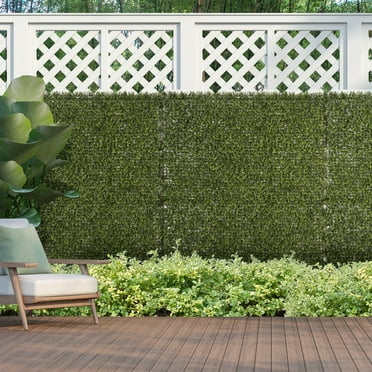 Outsunny Artificial Grass Wall Panel Backdrop, 12 20" x 20" Boxwood UV Protection Privacy Screen Panels, Leaf, Green