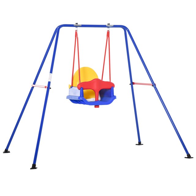 Outsunny Baby Swing Set for Backyard Indoor/Outdoor, Solid Metal Frame