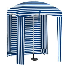Outsunny Beach Cabana Umbrella with Bag, Windows, Blue & White