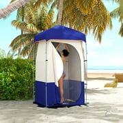 Outsunny Camping Shower Tent with Solar Shower Bag and Carrying Bag, Blue