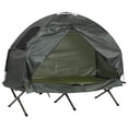 thumbnail image 1 of Outsunny Camping Tent Cot Combo, Single Person Folding Elevated Camping Bed with Tent, Zipper Door, Carry Bag, Green, 1 of 11