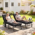 thumbnail image 1 of Outsunny Chaise Lounge Chair Outdoor Set of 2, 5-Position Adjustable Tanning Chair, Pool Lounge Chairs with Cushions, Side Pocket, Black, 1 of 9