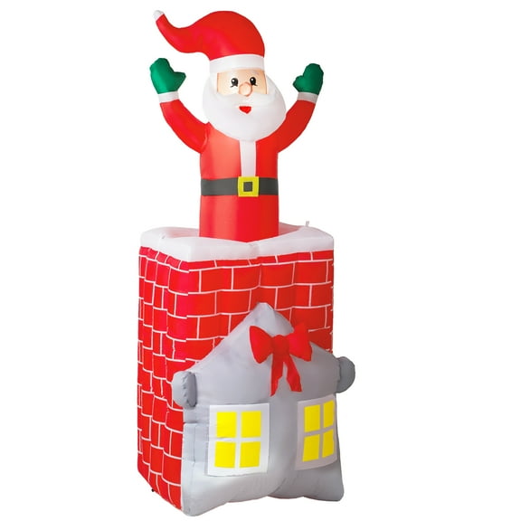 Outsunny Christmas Inflatable Santa in Chimney Up and Down with LED Lights