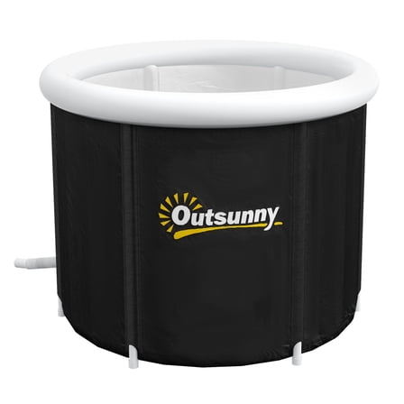 Outsunny Cold Plunge Tub  Portable Ice Bath with Thermo Lid for Athletes‘ Recovery  Black