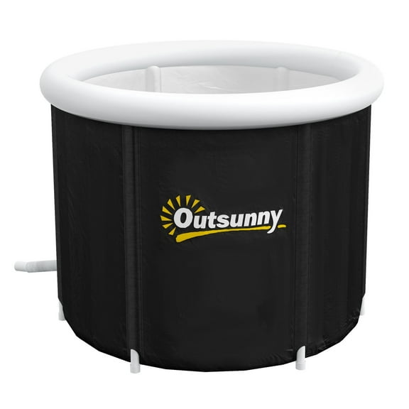 Outsunny Cold Plunge Tub  Portable Ice Bath with Thermo Lid for Athletes‘ Recovery  Black