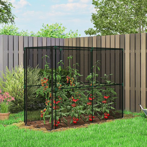 Outsunny Crop Cage, Plant Protection Tent with Zippered Door, Plant Protector from Animals for Vegetables, Flowers, Fruits, Raised Beds, Black