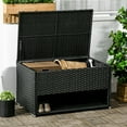 thumbnail image 1 of Outsunny Outdoor Deck Box & Shoe Storage, PE Rattan Wicker Towel Rack with Liner for Indoor, Outdoor, Pool, Garden Tools, Black, 1 of 9