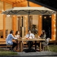 thumbnail image 1 of Outsunny Double-Sided Patio Umbrella with Solar Lights, Base, Tilt, Coffee, 1 of 9