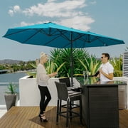 Outsunny Extra Large 15ft Patio Umbrella, Blue