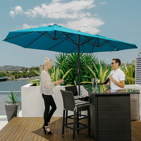 Outsunny Extra Large 15ft Patio Umbrella, Blue