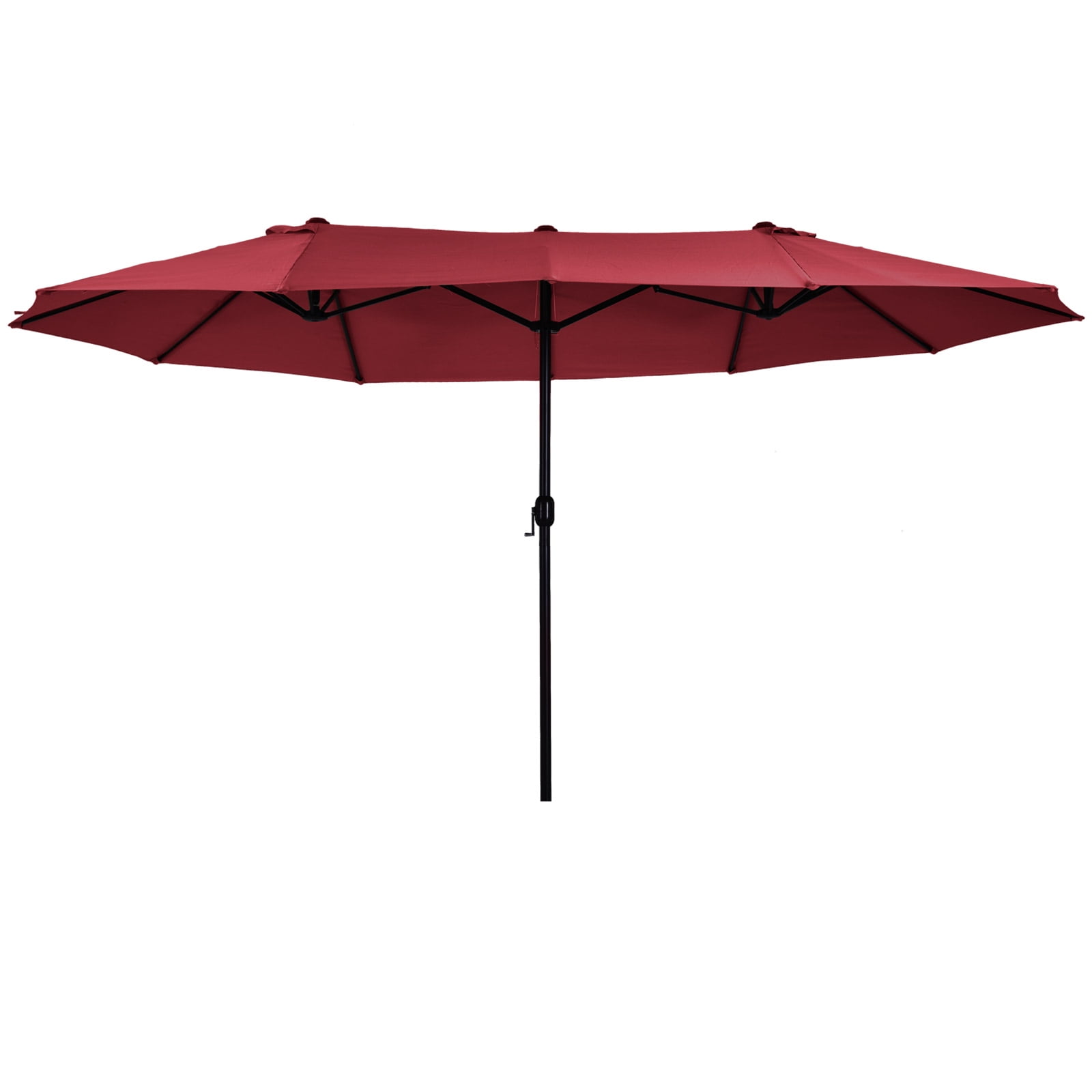 Wine Red 15ft Double-Sided Patio Umbrella with Crank Handle