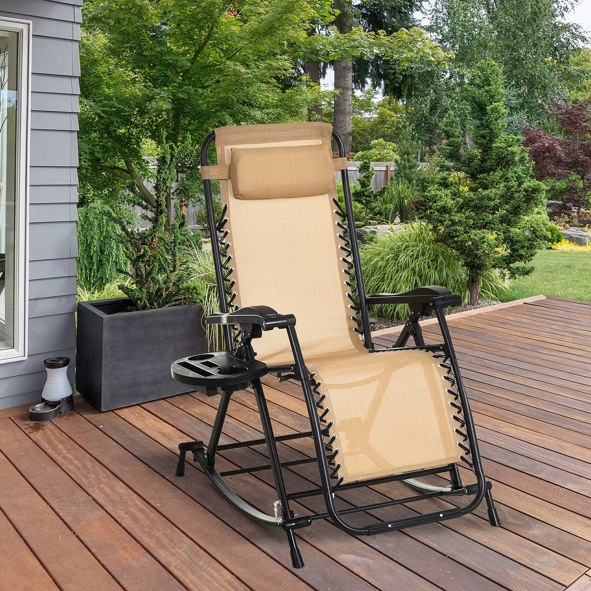 Outsunny folding zero gravity rocking lounge chair discount