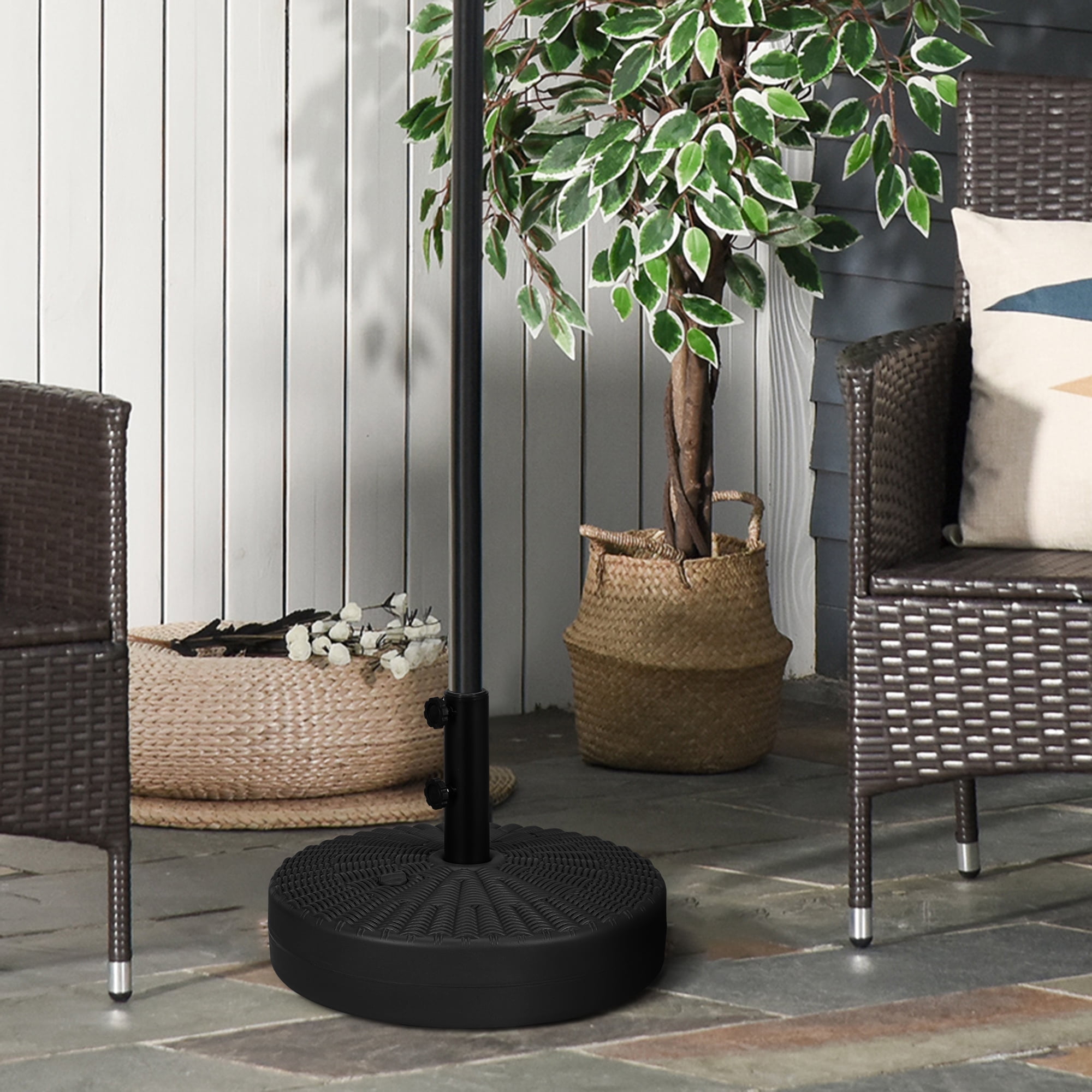 Outsunny Fillable Umbrella Base for 1.5"-2" Pole, Umbrella Stand, Black