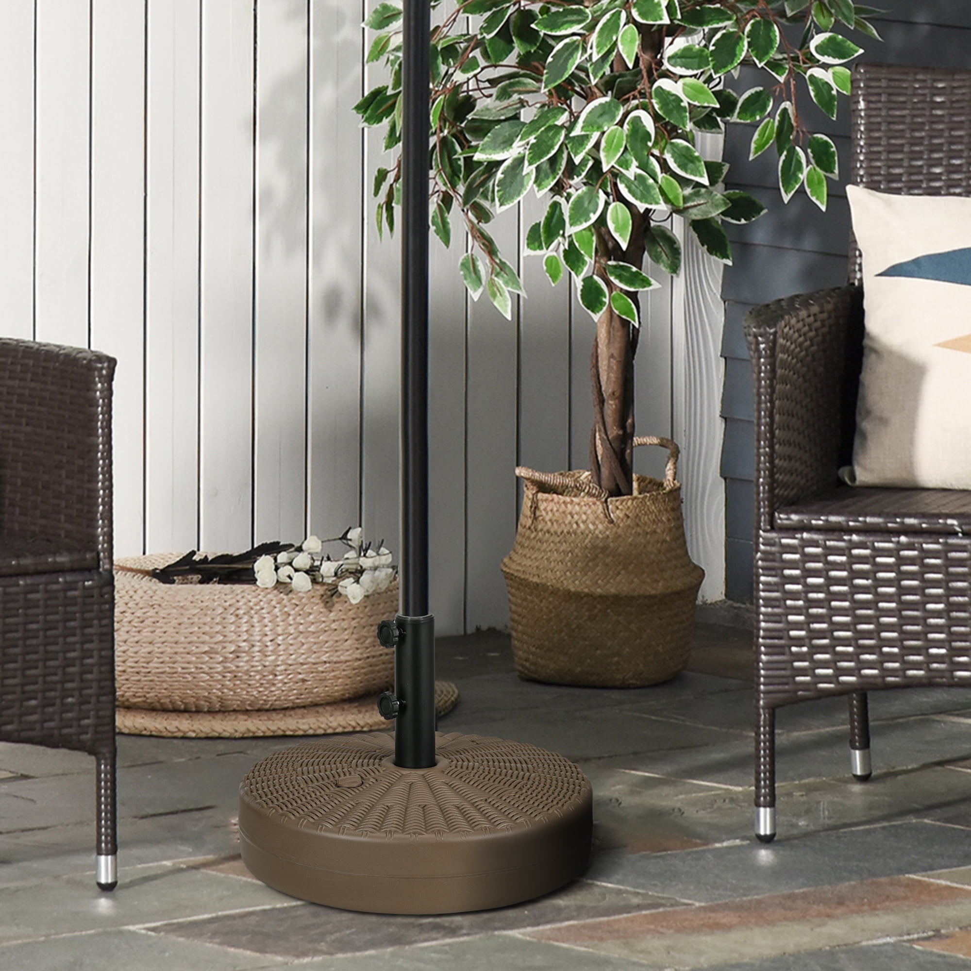 Outsunny Fillable Umbrella Base for 1.5"-2" Pole, Umbrella Stand, Brown