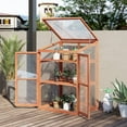 thumbnail image 1 of Outsunny Fir Wood Garden Planter Greenhouse w/ Panels, Shelves, Natural, 1 of 9