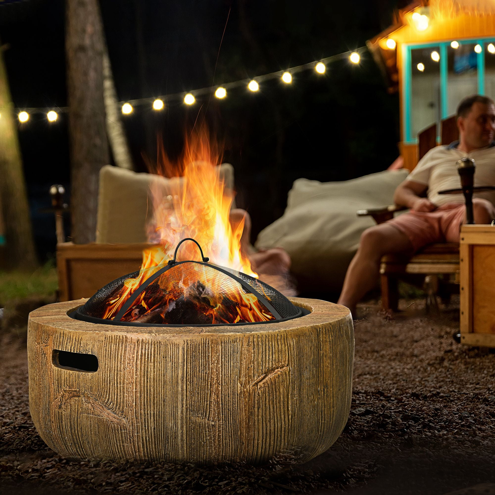 あなたにおすすめの商品 Outsunny Poker Screen, Spark with Pit Fire Outdoor Large 調理器具