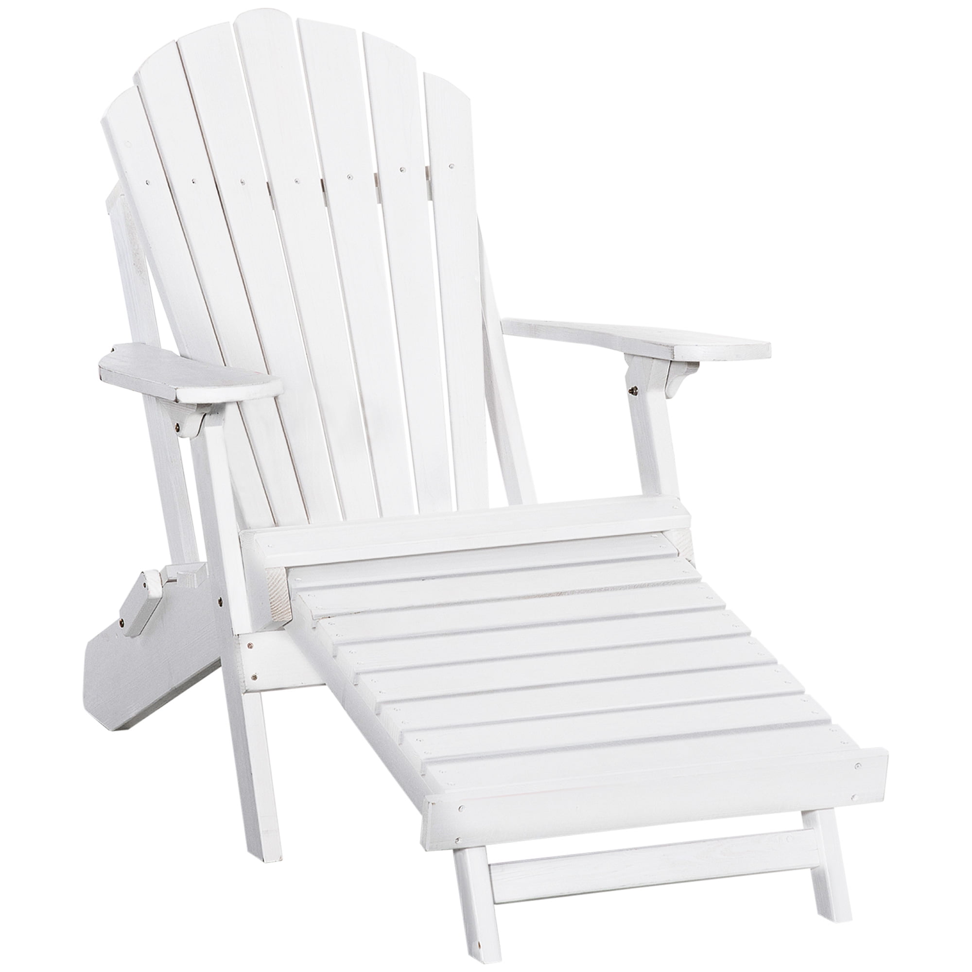 Outsunny Folding Adirondack Chair with Pull Out Ottoman, Outdoor Fir