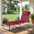 thumbnail image 1 of Outsunny Folding Beach Chair Chaise Lounge 3 Adjustable Positions, Wine Red, 1 of 10