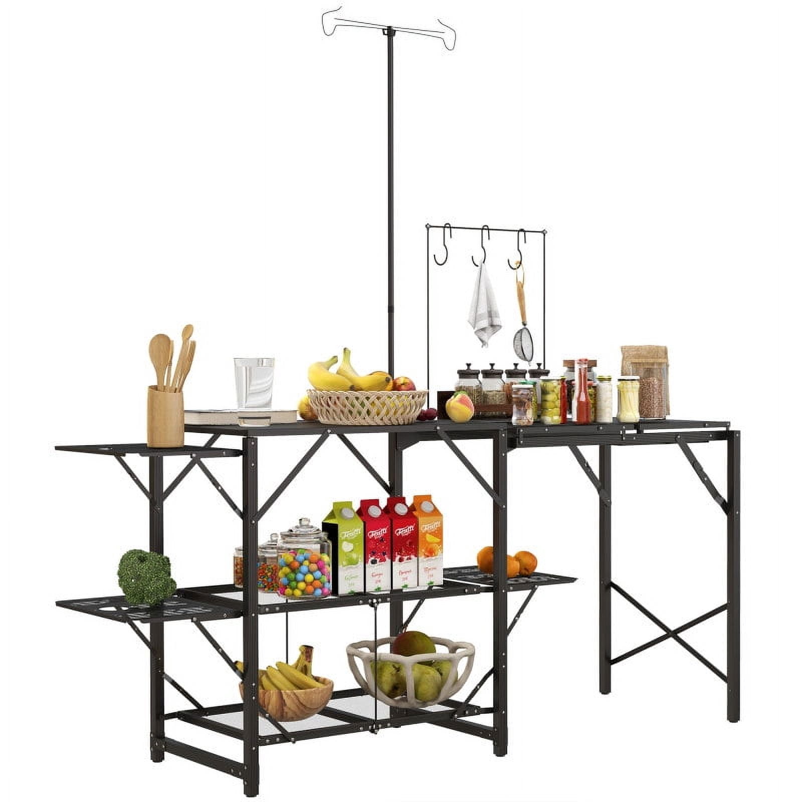 Outsunny Folding Camp Kitchen Table, Portable Camping Cooking Station ...