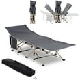 Outsunny Folding Camping Cot for Adults with Carry Bag, Side Pocket