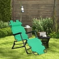thumbnail image 1 of Outsunny Tanning Chair, 2-in-1 Beach Lounge Chair & Camping Chair w/ Pillow & Pocket, Adjustable Chaise for Sunbathing Outside, Patio, Poolside, Green, 1 of 9
