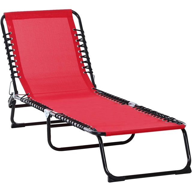 Outsunny Folding Chaise Lounge Pool Chair, Patio Sun Tanning Chair